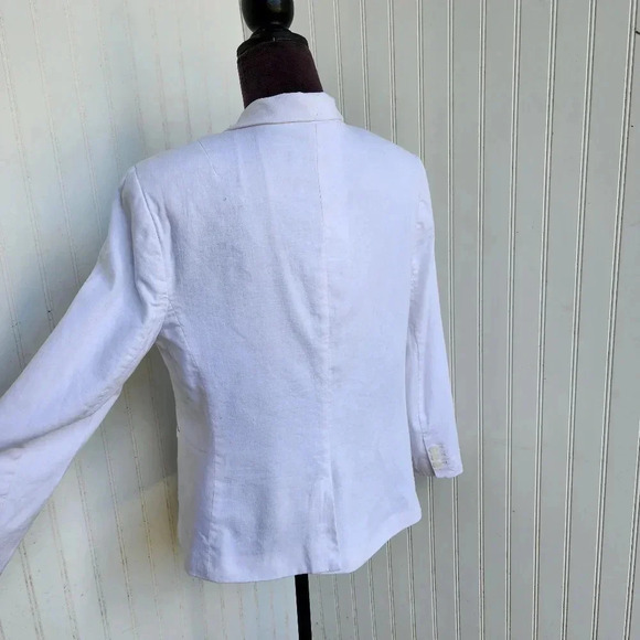 Banana Republic Blazer Womens  White Linen Blend Lightweight Butron Jacket Sz 14 - Picture 5 of 12